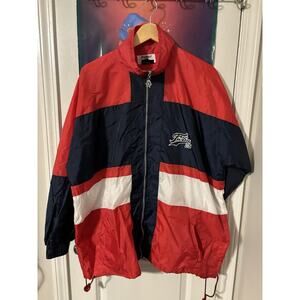 vintage y2k fubu red white blue zip up windbreaker mens size XL